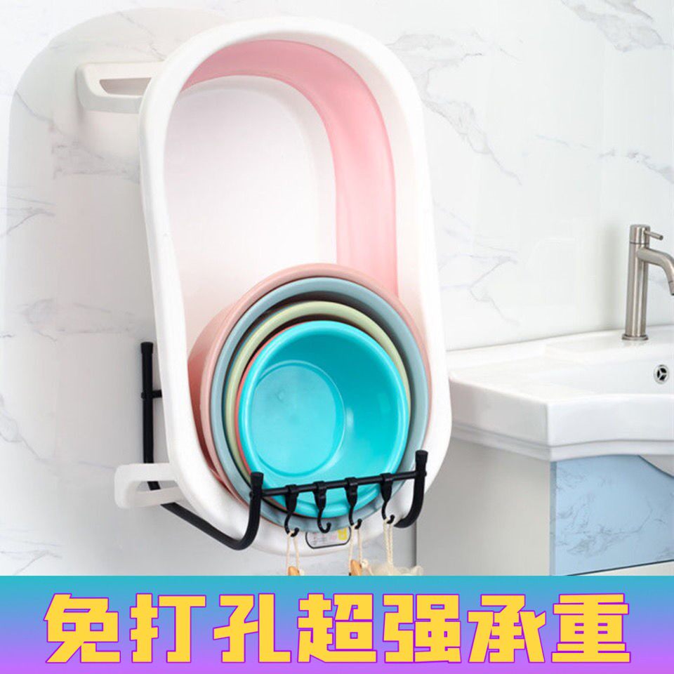Free-to-punch make-up room Pelvic Floor Wash Basin Rack Basin sub-containing layer Shelf Wall-mounted Shelve Shelve Bathroom hanging basin rack