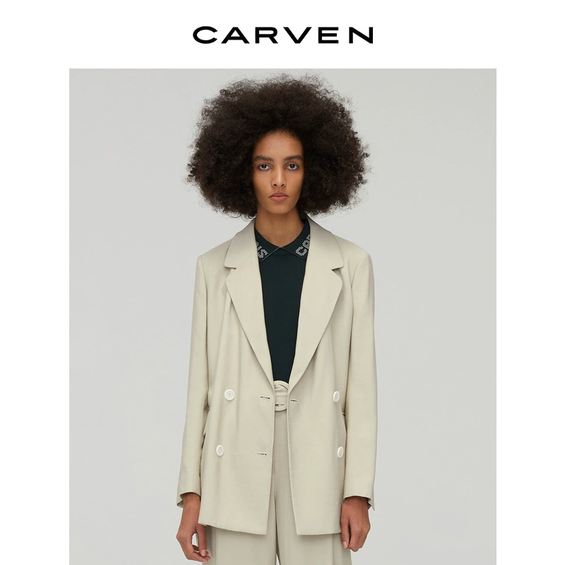 Thẻ CARVEN 2020 áo khoác đôi thẳng ngực nữ 2077A / 2079A - Business Suit