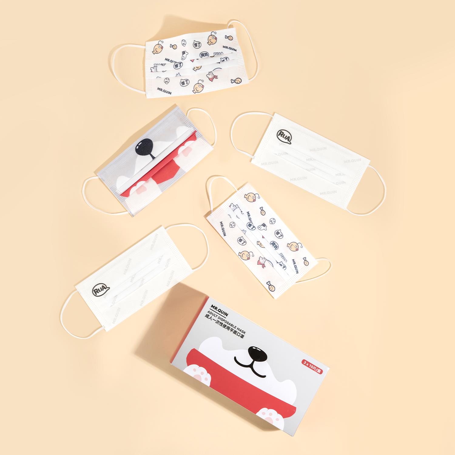 Prohibition of Fishing MRQUIN Official Theme Series Daily Protective Mask Individual Packaging Cartoon Printing Adult