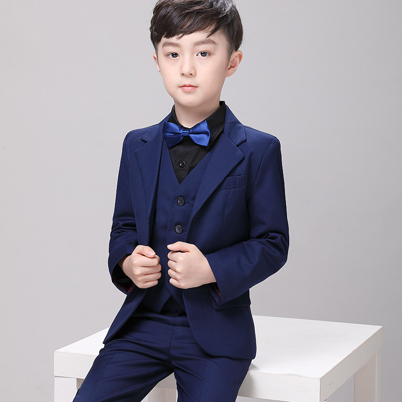 Boy suit suit Korean version of campus spring and autumn blue dress costume suit suit small suit flower boy 2021 New