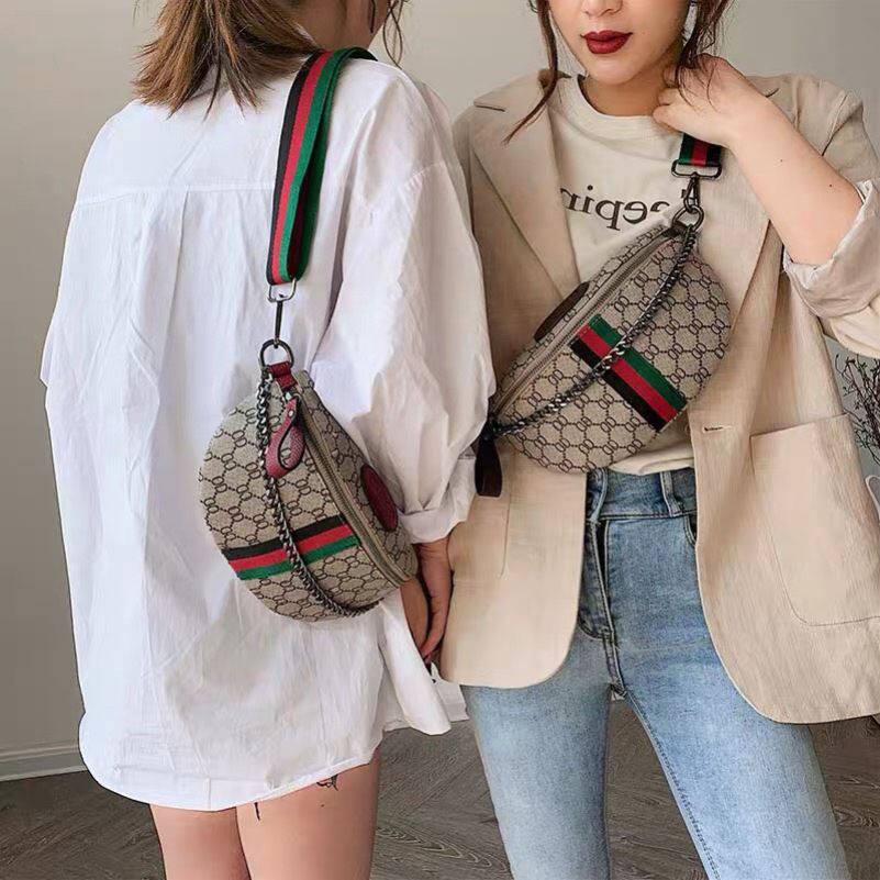 Hong Kong ITS leather 2021 summer new small MK chest bag fashion all-match one-shoulder messenger net red waist bag female ins tide