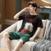 Cộng với phân bón XL nam ngắn tay bộ đồ ngủ cotton mùa hè mỏng phần thanh thiếu niên, trung niên người đàn ông béo 200 pound 300 pound Set Bộ đồ
