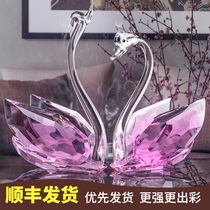 Crystal swan creative living room entrance decoration TV cabinet Wine cabinet window home decoration girls wedding gift