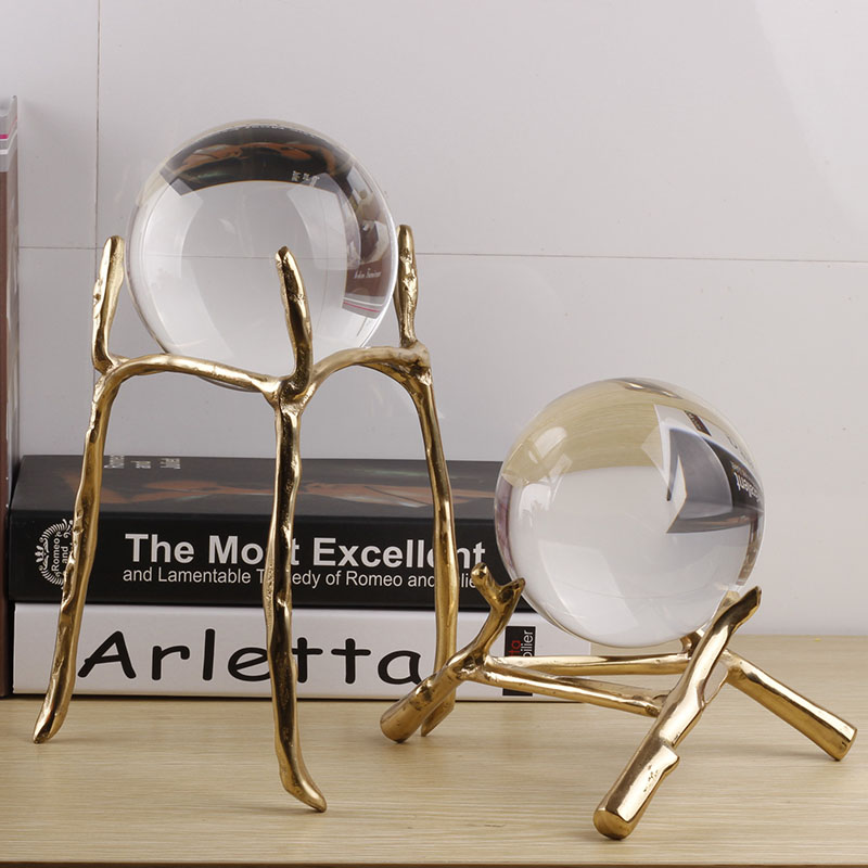 Nordic new light luxury crystal ball Study decoration Living room TV cabinet Bookcase Office American wine cabinet Home