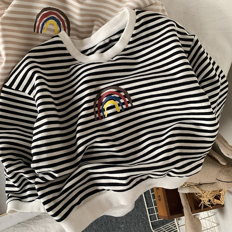 Girls base shirt spring dress 2021 new children's long sleeve T-shirt Spring and Autumn Korean children's stripes Korean children's clothing tide