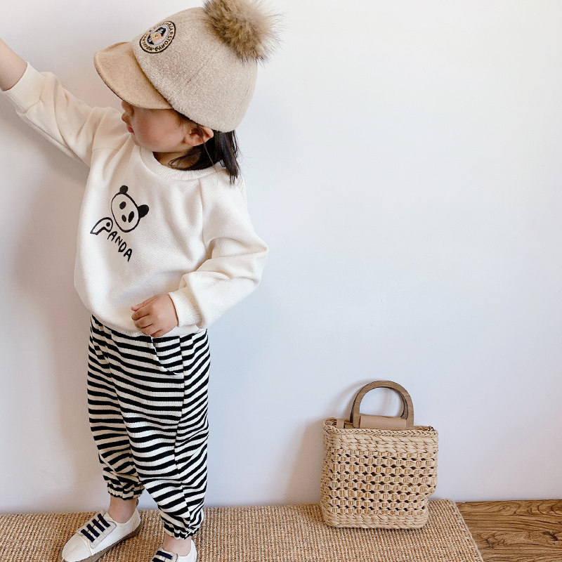 Girls Spring and Autumn Set New Tide Children's Top Pants Two-piece Korean Baby Casual Clothes
