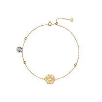 National style luxury design I am content with ancient coins wealth anklet for women S925 sterling silver 18K gold 2021 new style