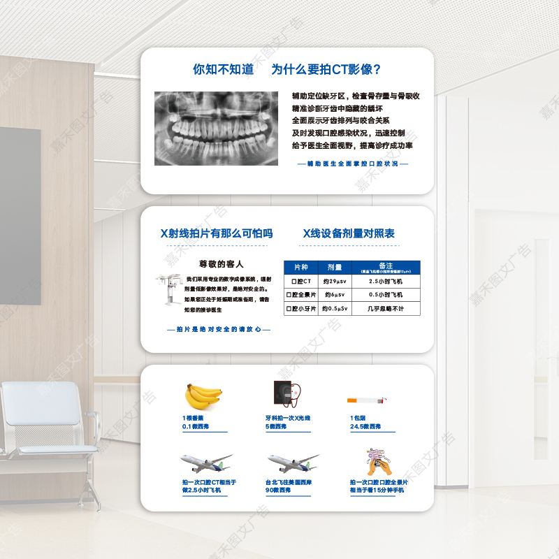 Acrylic Dental Hospital Radiation Dose X-Ray Comparison Table Why Ct Imaging Is Necessary Dental Clinic Tips