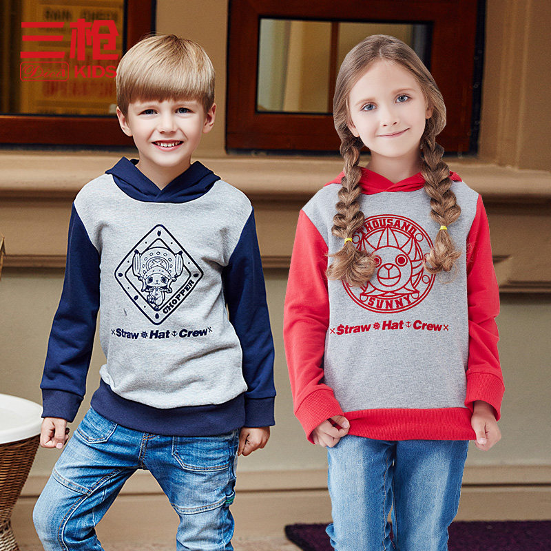 三枪 航海王印花 儿童连帽卫衣 天猫优惠券折后￥49.9包邮（￥79.9-30）110-160cm码3色可选