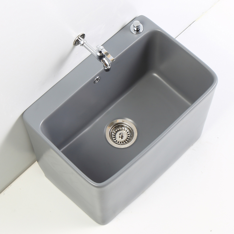 Hijchamp ceramic mop pool Nordic black home balcony large size small wash mop basin toilet pier cloth pool trough