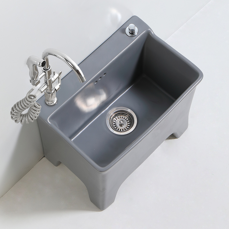 Hishan bathroom Nordic mop pool pier cloth pool high foot wash mop pool ceramic home balcony bathroom floor mop basin