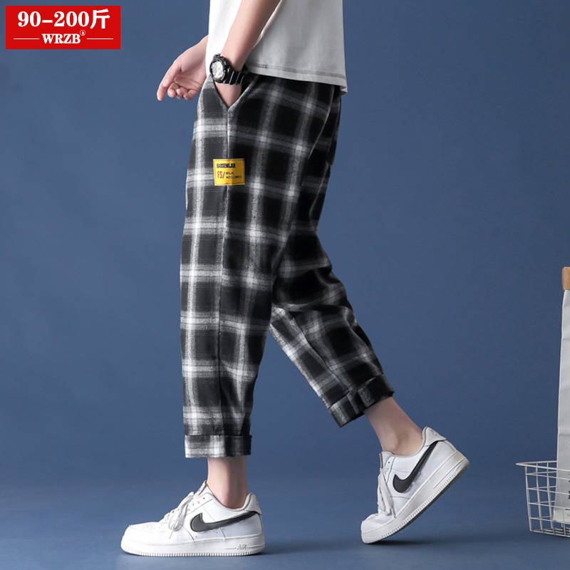 Fat sister pane pants female loose straight tube plus large code women's clothing Han Xiangyang Pie Leisure Nine-Pound pants