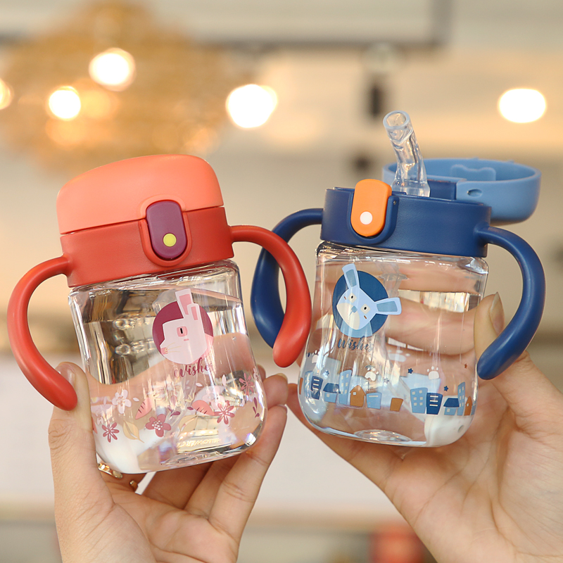Baby water cup over one year old learning drinking cup baby 6 months straw cup children drinking milk bottle kindergarten summer