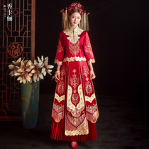 Show and suit 2022 new brides wedding wedding clothes Chinese toast with slim ladies out of the attic crystal satin summer season