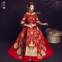 Xiuhe dress 2021 new female bridal dress wedding toast dress Chinese wedding dress dragon and phoenix coat thin wedding dress summer