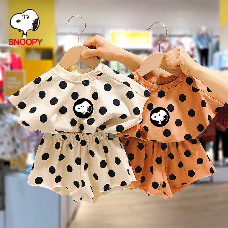 Shnuby Snoopy special cabinet girl short sleeve suit children 2022 summer fit new baby two sets