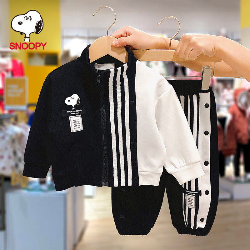 Snoopy Spring Kids Boys and Girls Sports Suit 2022 New Jacket Jacket Spring & Autumn Baby Two-Piece Set