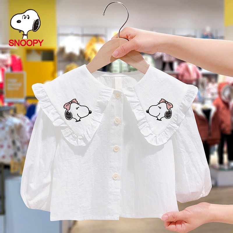 Shnuby Snoopy children suit doll collar shirt baby 2022 spring autumn dress girl casual long sleeve blouse