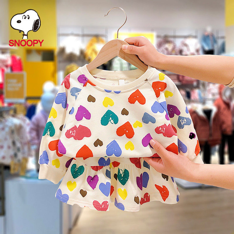 The Snoopy Snoopy special cabinet girl suit dress Korean version of the Snoopy 2022 Spring and autumn section baby Two sets