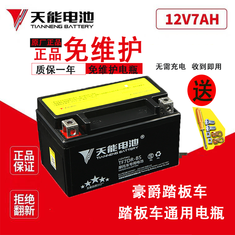 Motorcycle battery YTX7A-BS maintenance-free HOMAG Yuexing 125 pedal universal battery 12V7AH