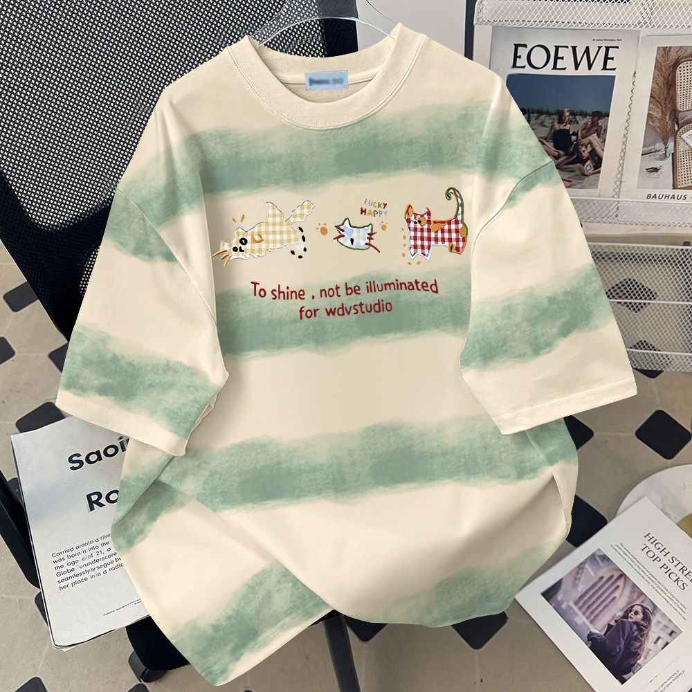 休闲短袖夏季新款时尚简约舒适宽松外穿显瘦潮流百搭扎染男女上衣