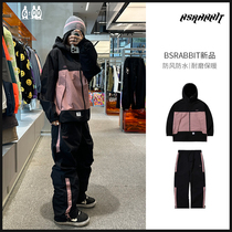 24 Korean BSR mens and womens ski clothing waterproof windproof wear-resistant and warm outdoor snow pants set six-point snow gear