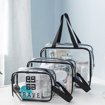 Net celebrity makeup bag wind super fire small portable womens travel large-capacity toiletries bag product storage bag transparent waterproof