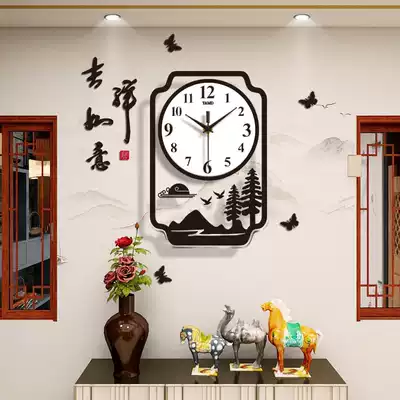 New Chinese art clock clock living room home fashion wall watch creative retro silent decoration Chinese style clock