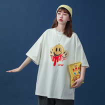 Middle Sleeve T-shirt Woman 2021 New short sleeve design Sensation Little Crowblouse blouses Tide Netting Red Korean Version Loose Half Sleeve