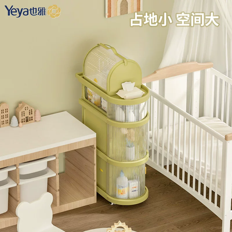 Children's folding storage system, trolley for bedroom