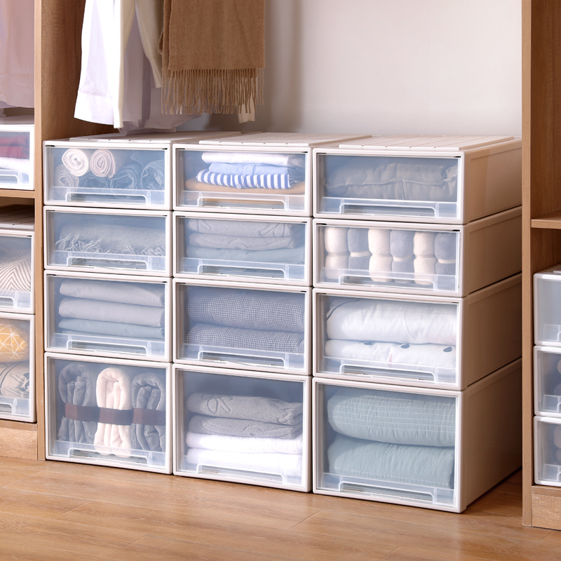 Drawer-type container container plastic transparent wardrobe container clothes packaging box clothes storage cabinet