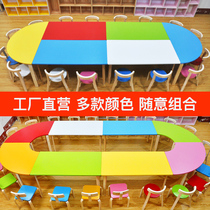 Kindergarten tables and chairs Solid wood early education childrens training courses Trust class Desks and chairs Art painting Calligraphy Writing table