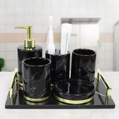 European ceramic bathroom five-piece set Wash set Electric toothbrush holder Mouthwash cup Powder room bathroom supplies kit