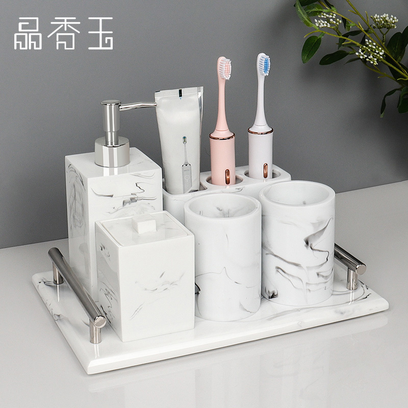 Upscale light and luxurious washing suit bath room Supplies bathroom with five sets of sets dental cup Handwashing table Dishes-Like Plate room Swaying Pieces