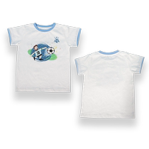 Official merchandise for Argentinas national team -- Cartoon printed blue and white short sleeve splicing T-shirt childrens Mercy football fans