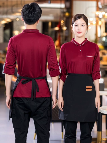 Официант рабочая одежда T -Front Custom Catering Restaurant Supermarket Milk Tea Hot Pot Ресторан