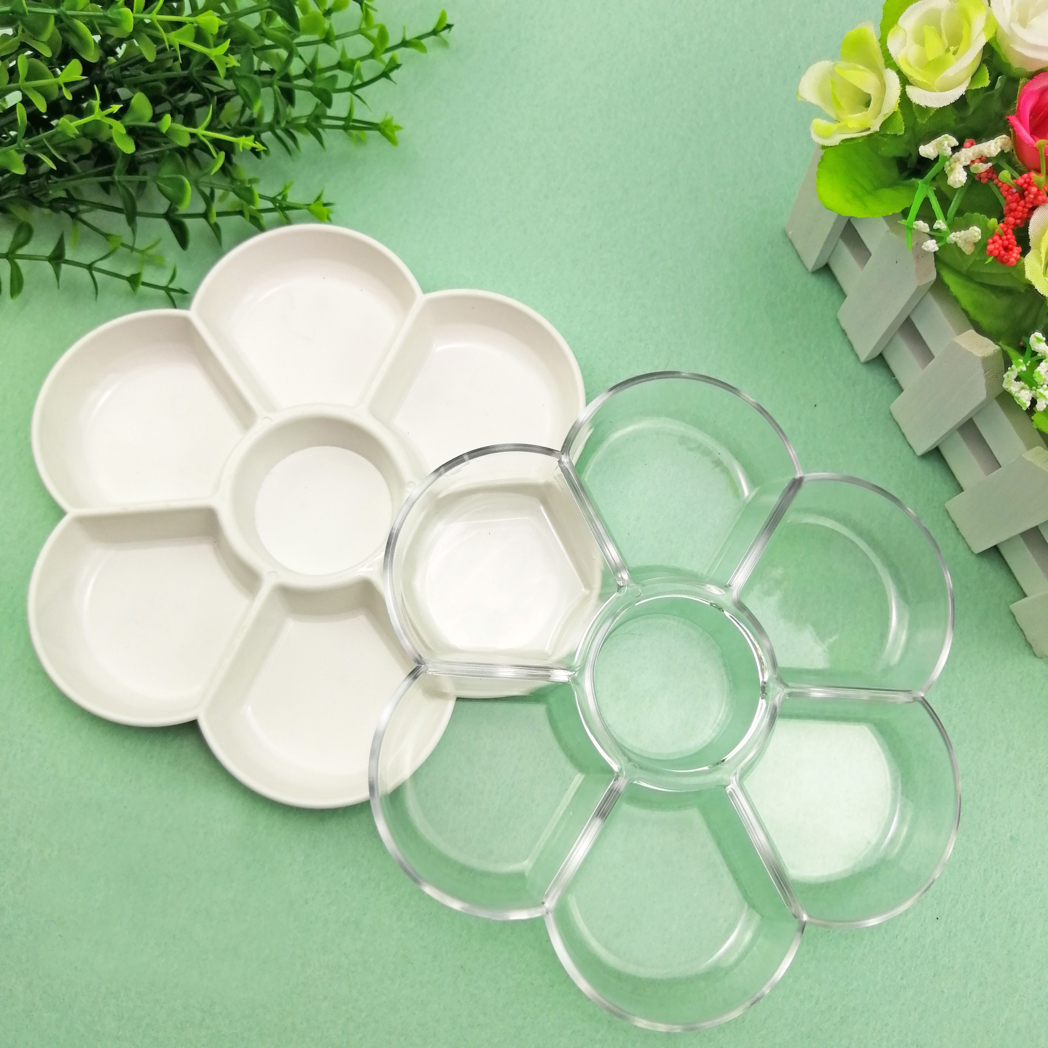 7 holes of children's plum color disc thickening watercolor powder fine art of large ceramic color paste national painting pigment