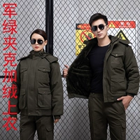 Военный зеленый куртка плюс бархатный топ