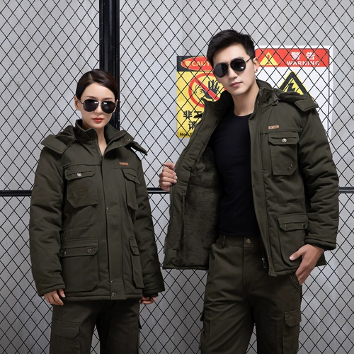 Хлопковая рабочая униформа, утепленный лонгслив, износостойкая камуфляжная куртка, защита от ожогов