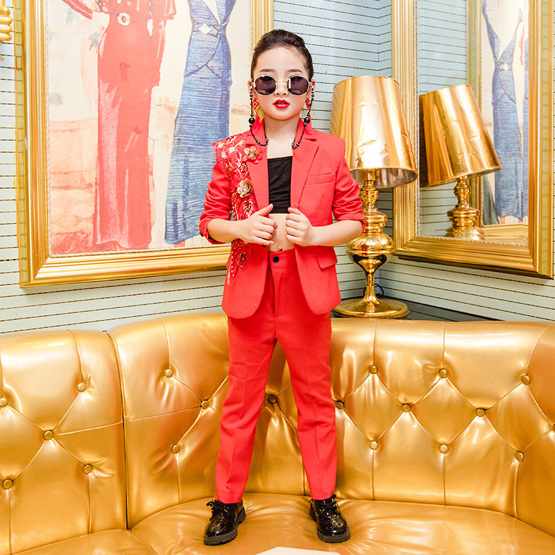 Children Suits Suit Foreign Pie Country Tide Girl West Suit Model Red Fashion Boy Walk Show Host Show Gown