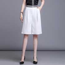 White five-point pants suit pants womens summer thin loose wear 2021 new high-waisted casual shorts six points
