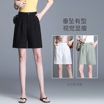Casual shorts womens summer loose thin wear high waist size five-point pants womens tide ins summer wide legs 5-point pants