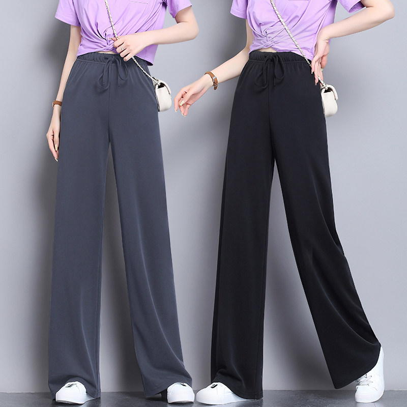 Lengthened ladies pants tall women Summer loose Gfatter Increase large size High waist Fat MM wide-legged pants Long pants Pants Casual