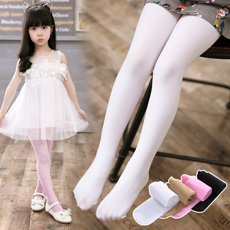 Children's pantyhose summer thin anti-hook white pantyhose girls stockings dance socks anti-pilling steel stockings spring