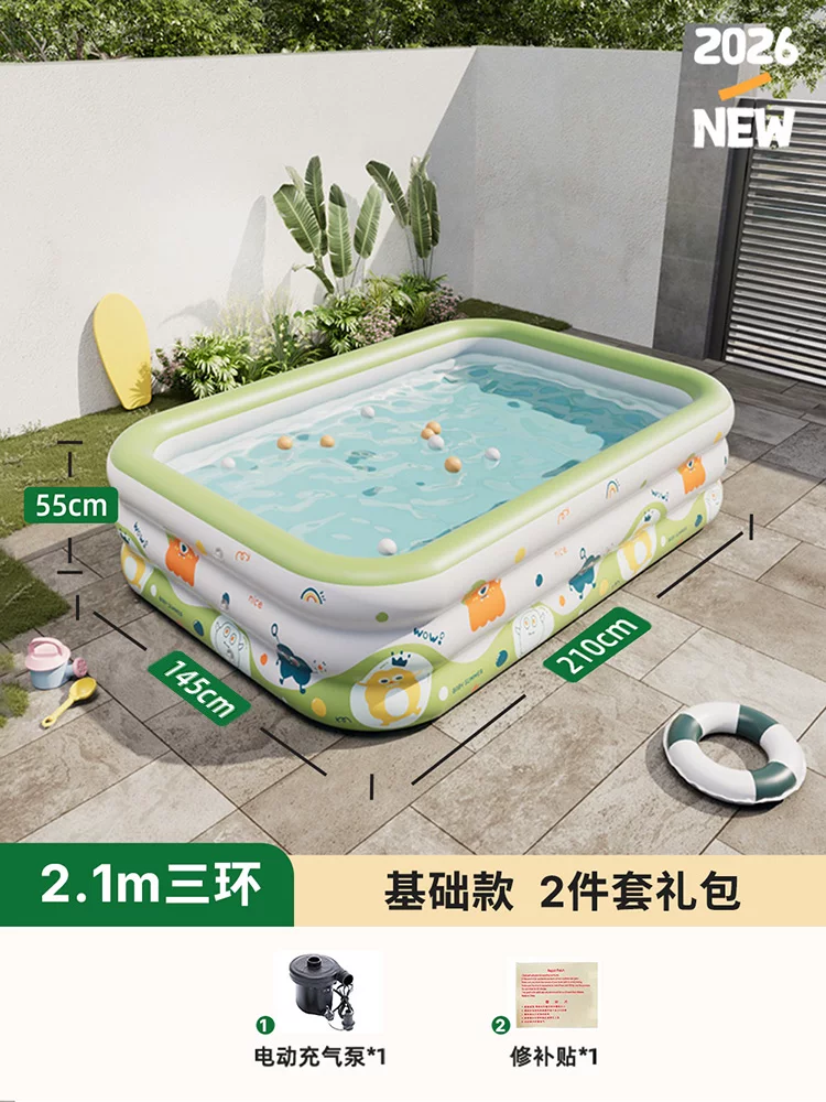 Inflatable swimming pool, increased thickness