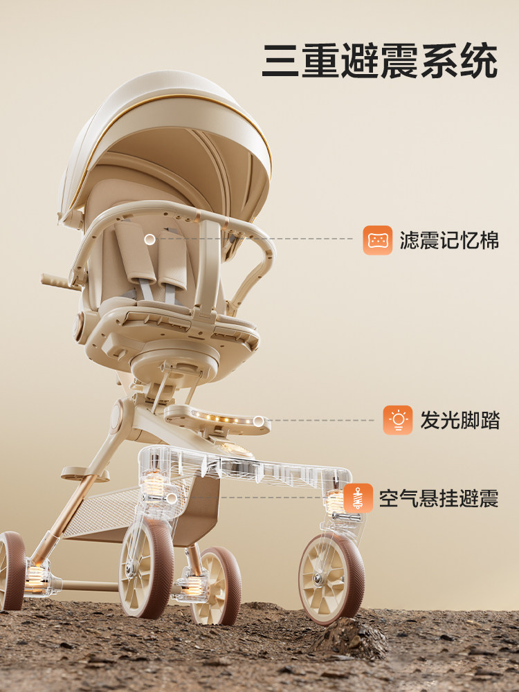Baby Stroller, a Great Tool for Walking with Children, Lightweight, One-Button Folding, High-View, Reversible, Can Sit or Lie down