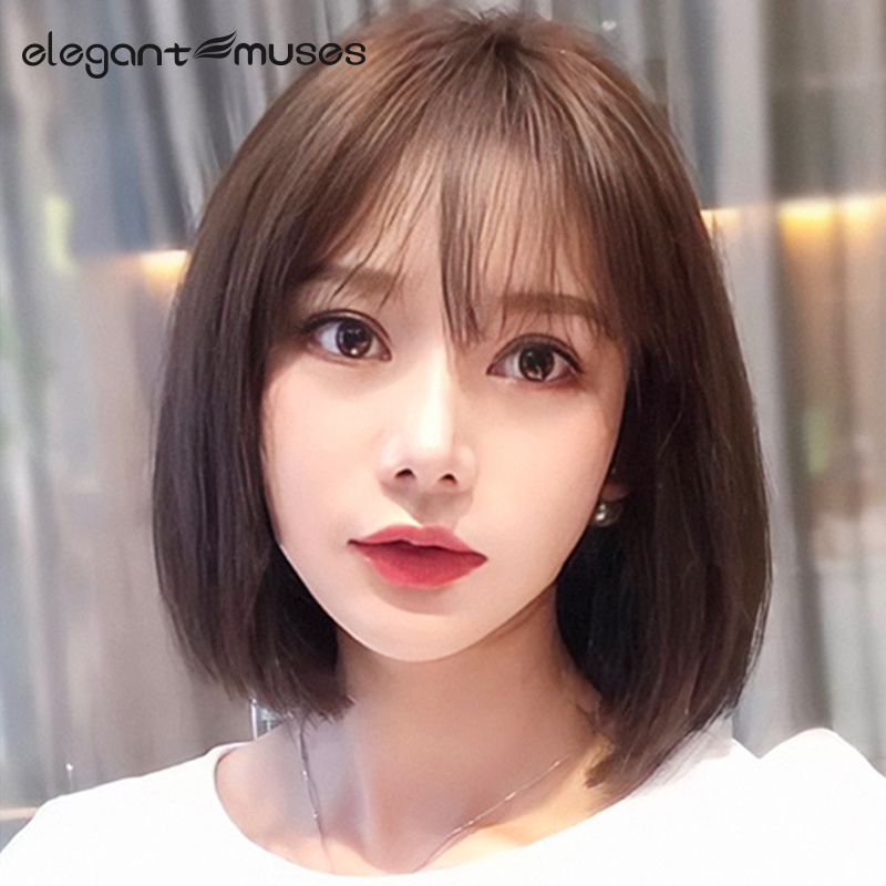 Wig female short hair, long hair, natural full head cover type real wig hair real hair silk wave head round face repair Net Red