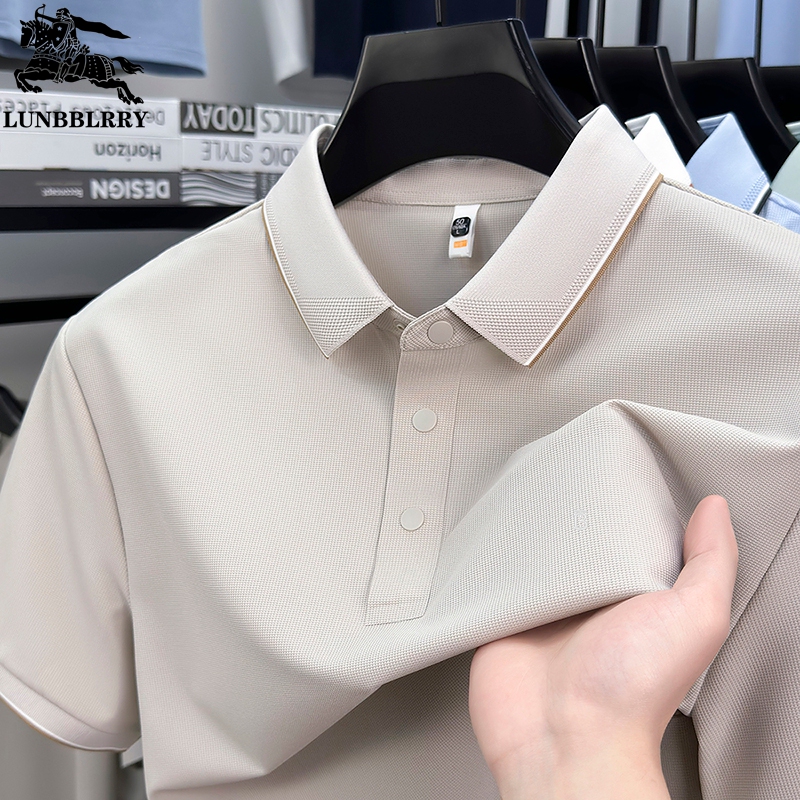Luxury Brand Lumba Baoli Men's Short-Sleeved Polo Shirt Summer Mulberry Silk 2026 New High-End Lapel T-Shirt Luxury Brand Lumba Baoli Men's Short-Sleeved Polo Shirt Summer Mulberry Silk 2026 New High-End Lapel T-Shirt