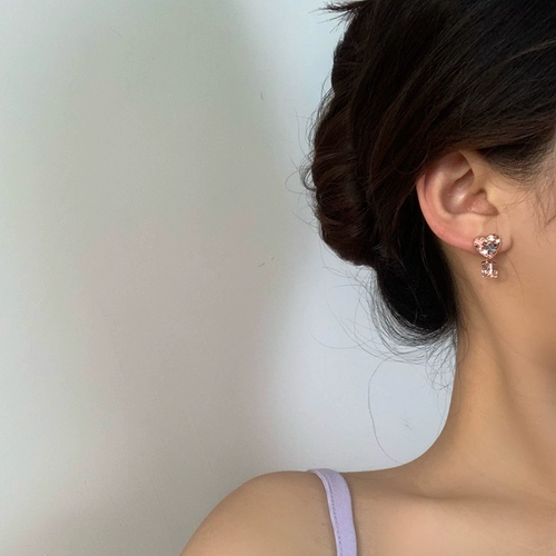 Розовые брендовые милые маленькие серьги, серебро 925 пробы, простой и элегантный дизайн