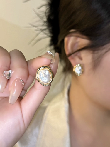 Серебряная игла, асимметричные элегантные модные элитные серьги из жемчуга, серебро 925 пробы, Гонконг